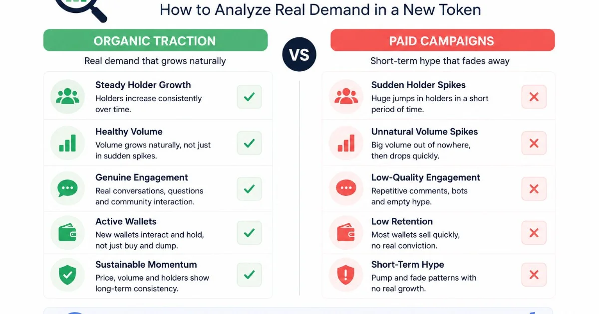 Organic Traction vs Paid Campaigns: How to Analyze Real Demand in a New Token