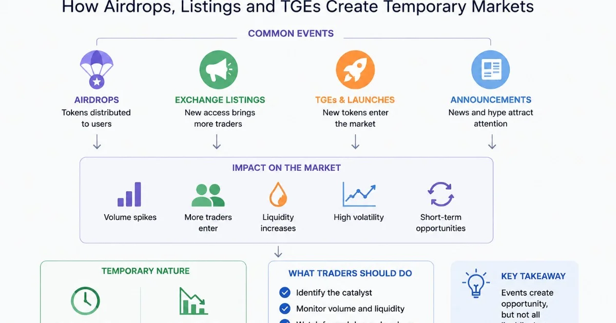 Event-Driven Liquidity: How Airdrops, Listings and TGEs Create Temporary Markets