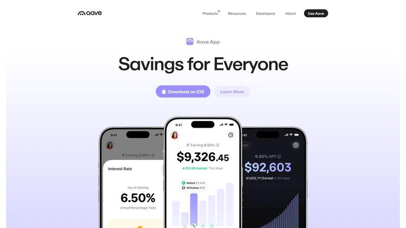 Aave app lending and borrowing dashboard