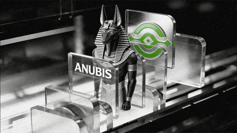 Anubis Chain mainnet live brand image from anubischain.ai showing Anubis statue and logo