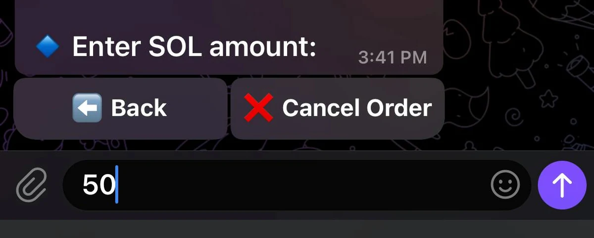 AnySwap bot guide screenshot showing the deposit amount entry step