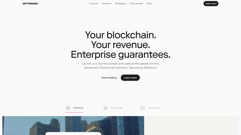 Optimism network homepage and Superchain overview