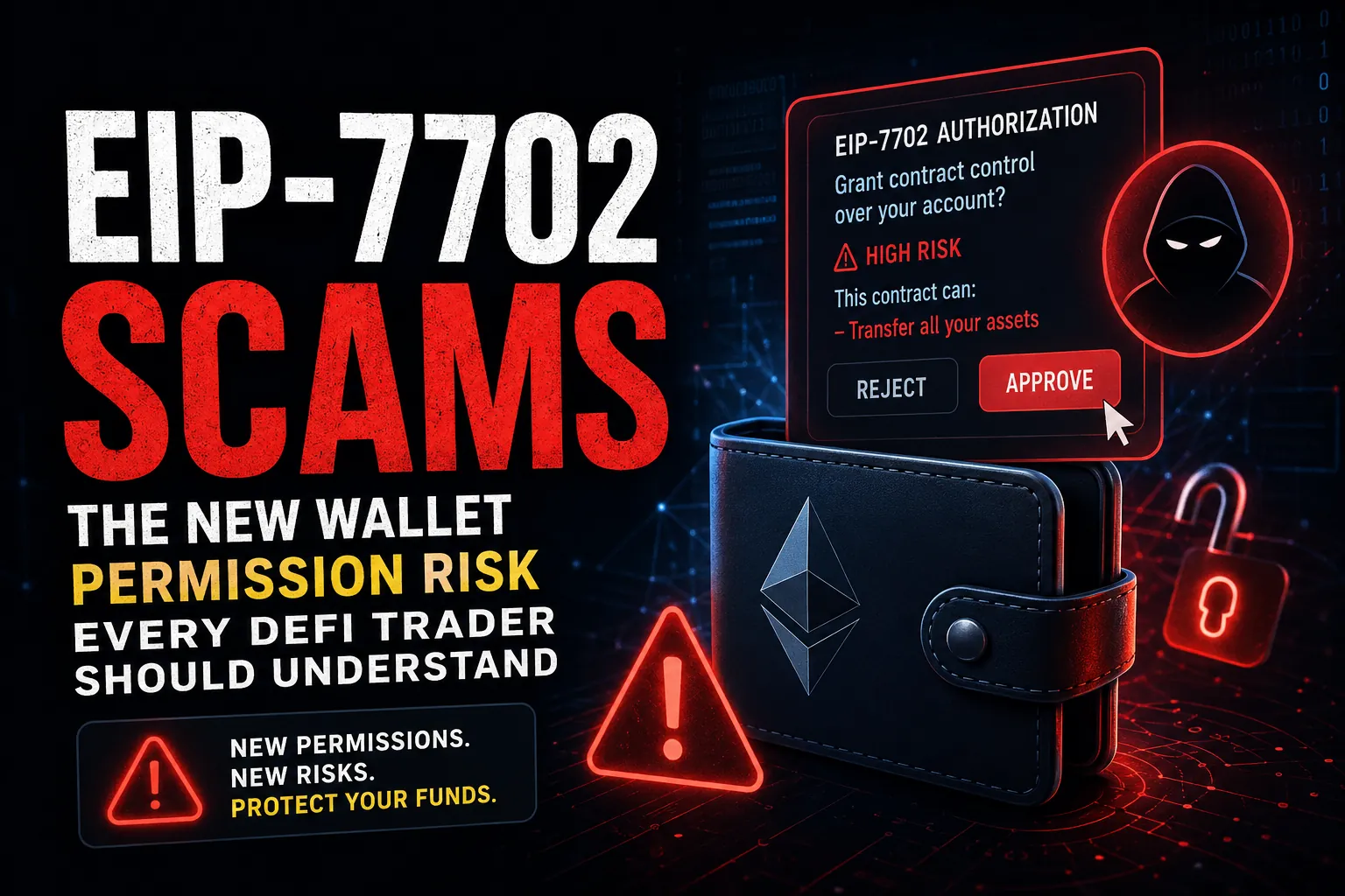 EIP-7702 wallet risks highlighted in DeFi security alert, emphasizing vulnerabilities in Ethereum wallet designs.