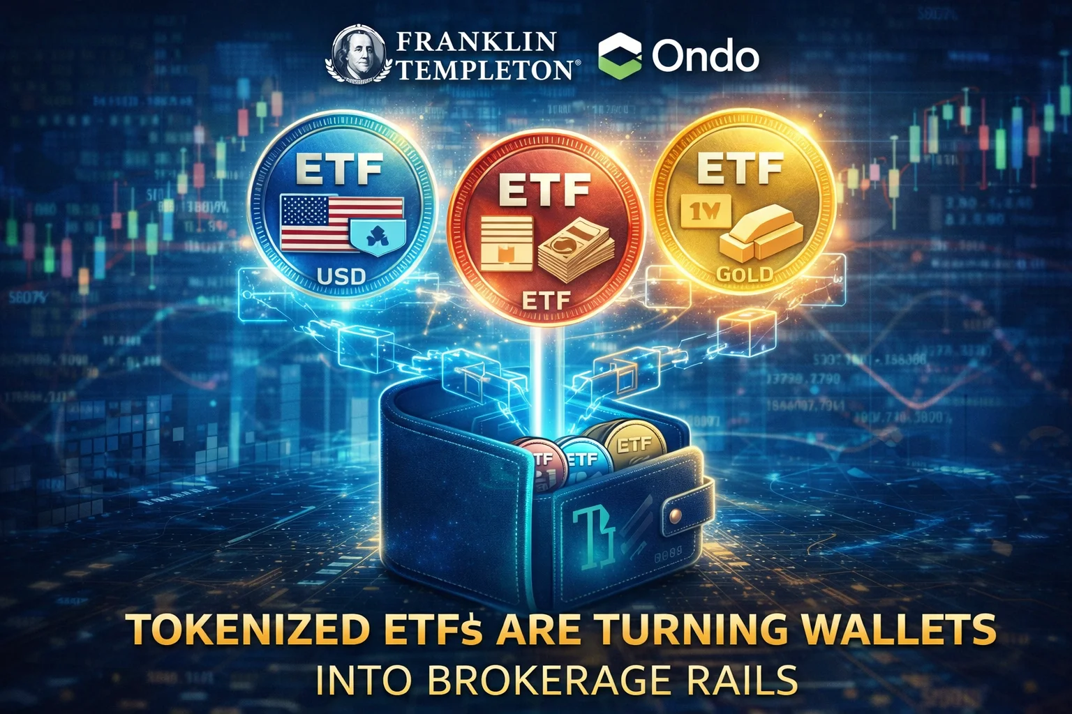 Franklin Templeton partners with Ondo Finance to launch 24/7 tradable tokenized ETFs via crypto wallets.