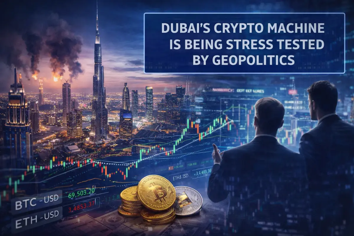 Dubai's crypto hub navigates geopolitical challenges amid TOKEN2049 conference delay and rising regional tensions.