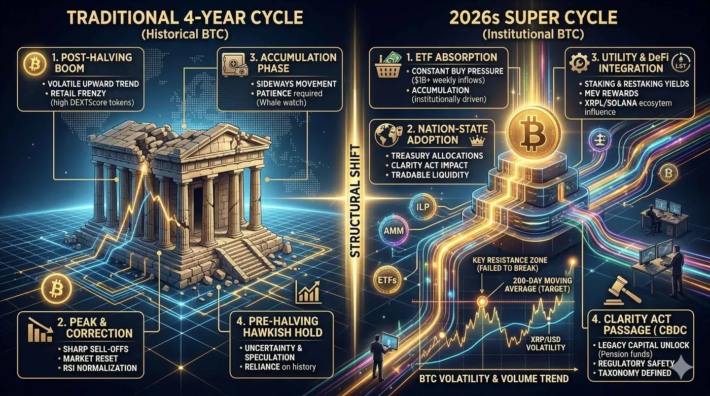 Bitcoin price prediction for 2026, exploring the future of cryptocurrency and the potential end of the 4-year cycle.