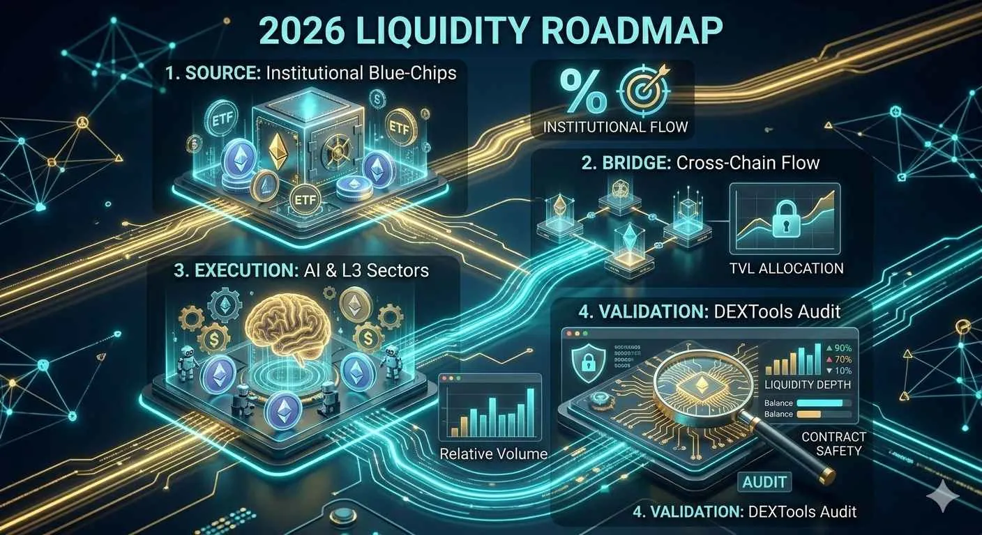 Crypto market analysis 2026 highlighting capital rotation and liquidity flow trends in a stabilizing market environment.