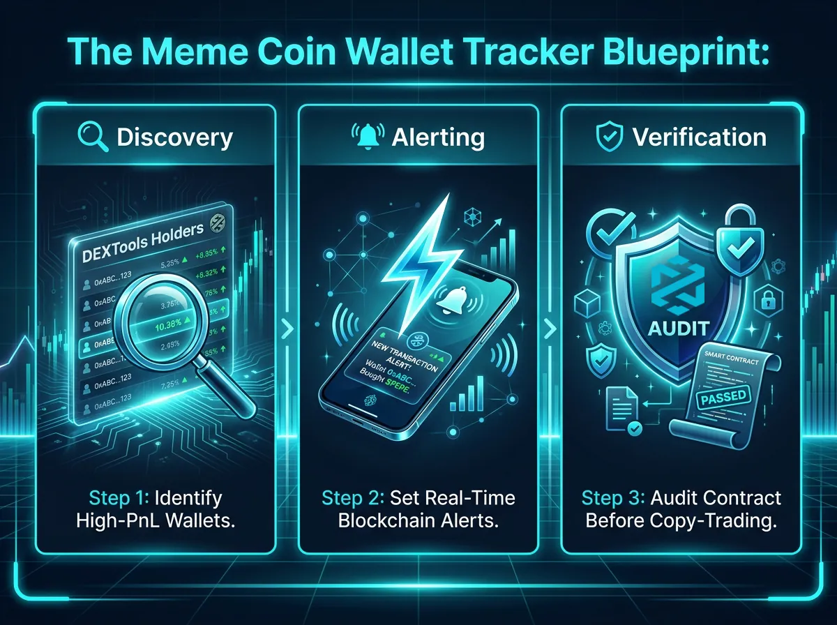 Meme coin wallet tracker interface displaying real-time whale movements and holdings in cryptocurrency markets.