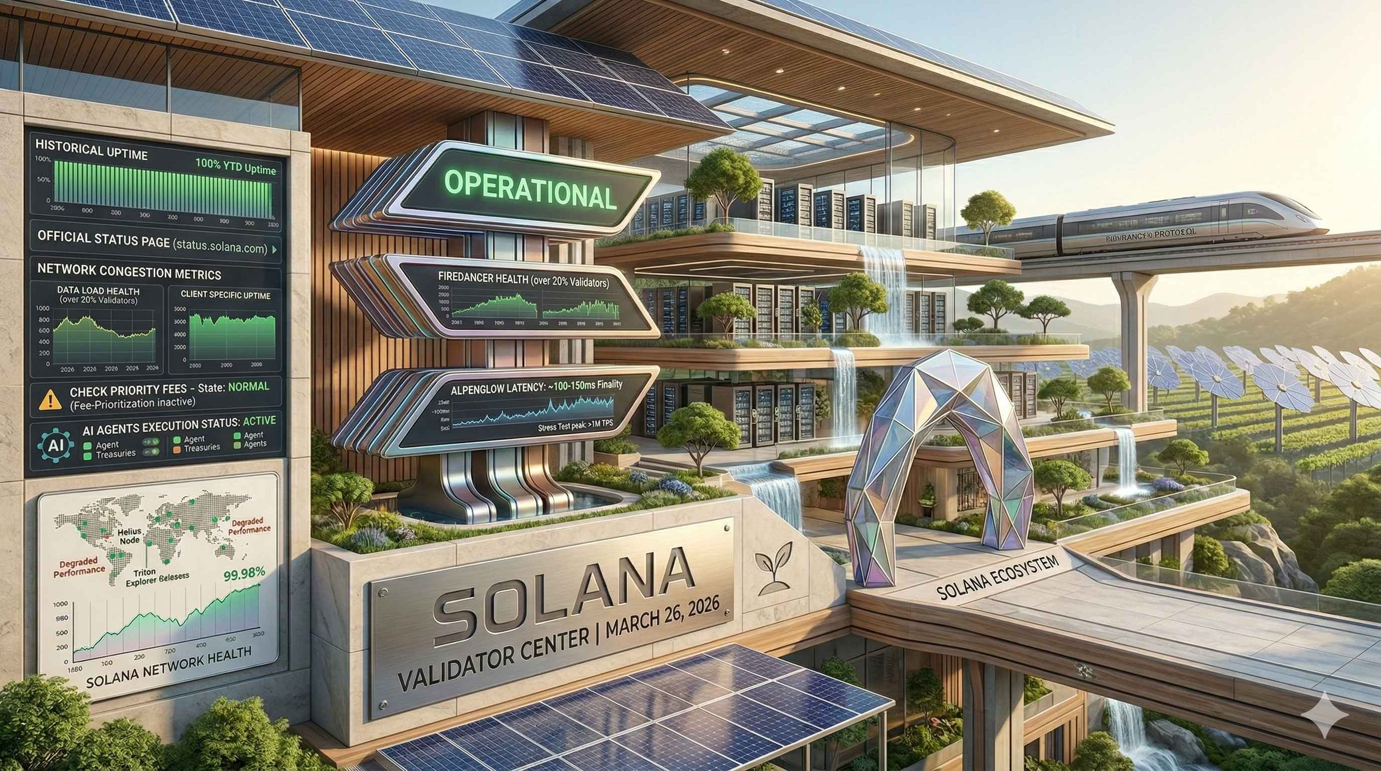 Solana network status update in 2026, highlighting performance latency and multi-client infrastructure impact on traders.