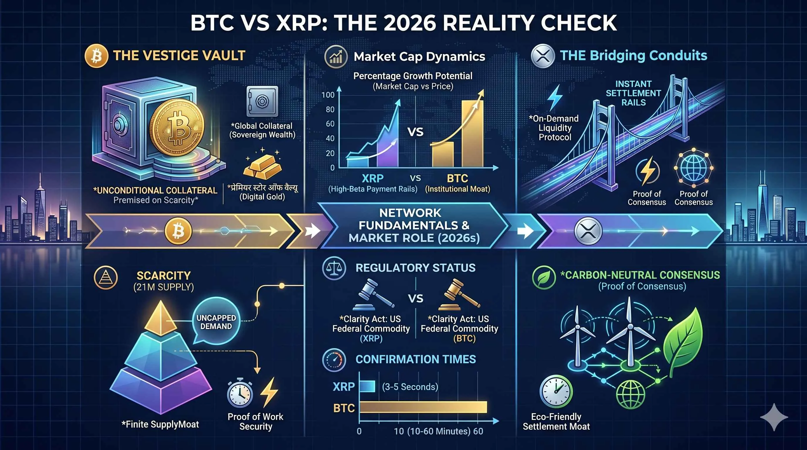 XRP and Bitcoin comparison in cryptocurrency market, highlighting similarities and future potential in 2026.