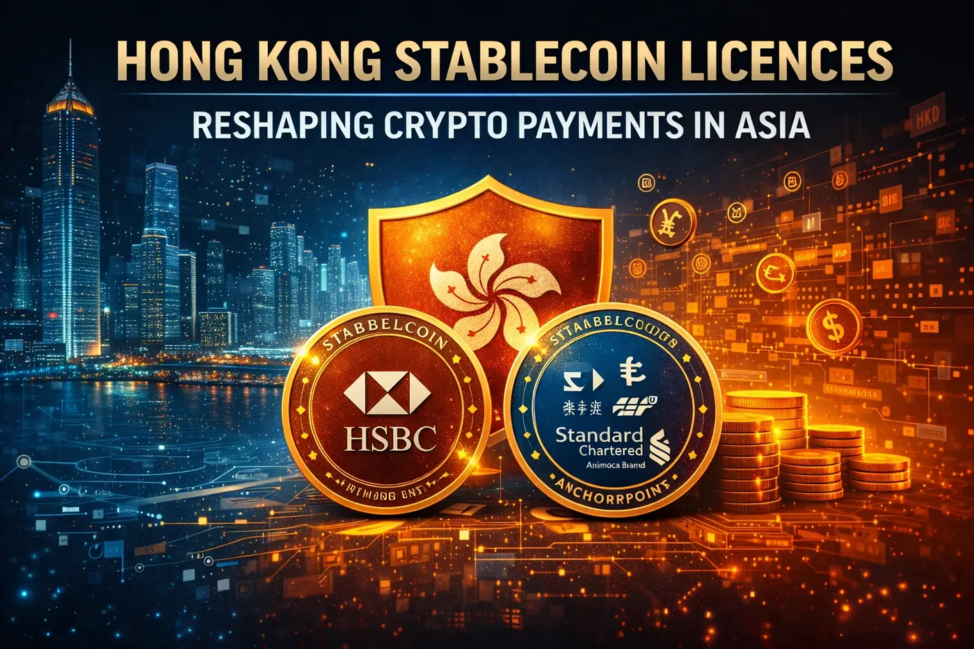 Hong Kong grants first stablecoin licenses to Anchorpoint Financial and HSBC, marking a new era in digital finance.