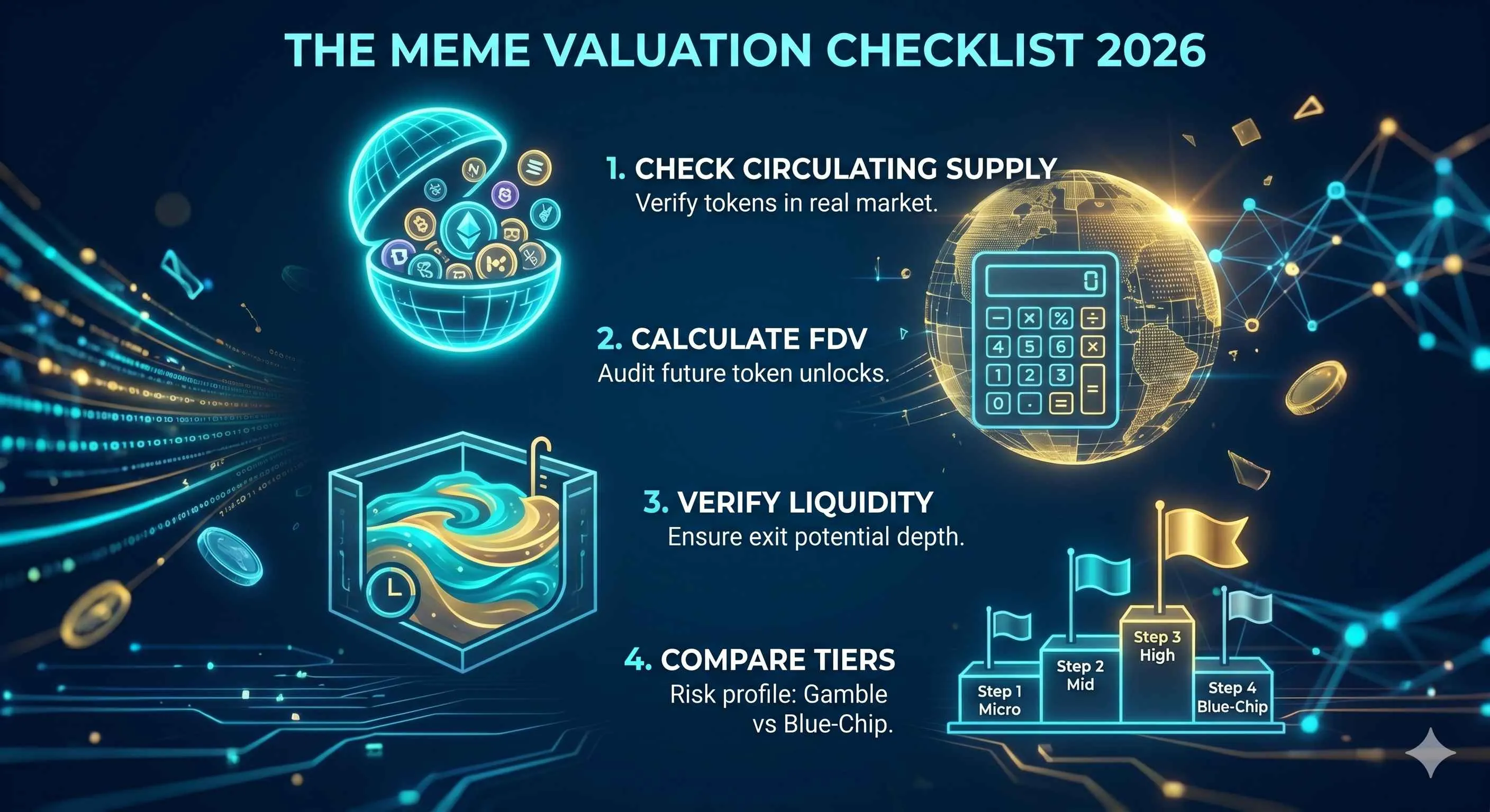 Meme coin market cap analysis with visuals illustrating market cap, FDV, and token supply dynamics in crypto trading.