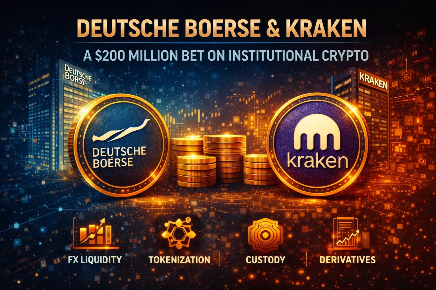 Deutsche Boerse invests $200M in Kraken, marking a significant institutional move in the European crypto market.