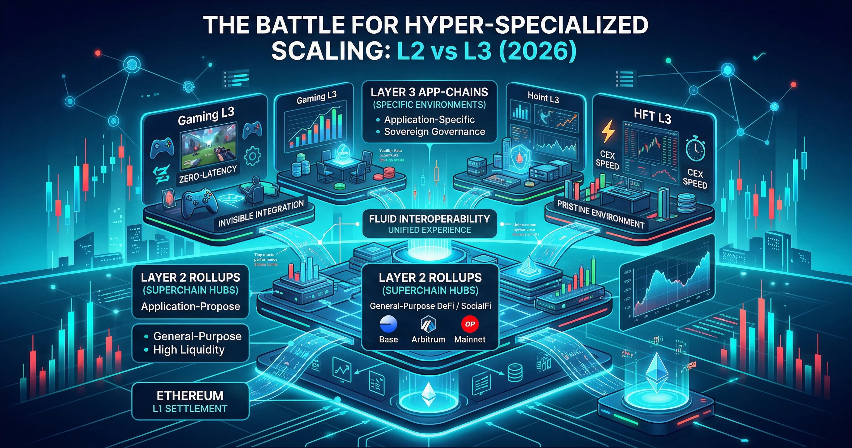 Ethereum Layer 2 vs. Layer 3 comparison illustrating specialized scaling solutions for enhanced network efficiency.