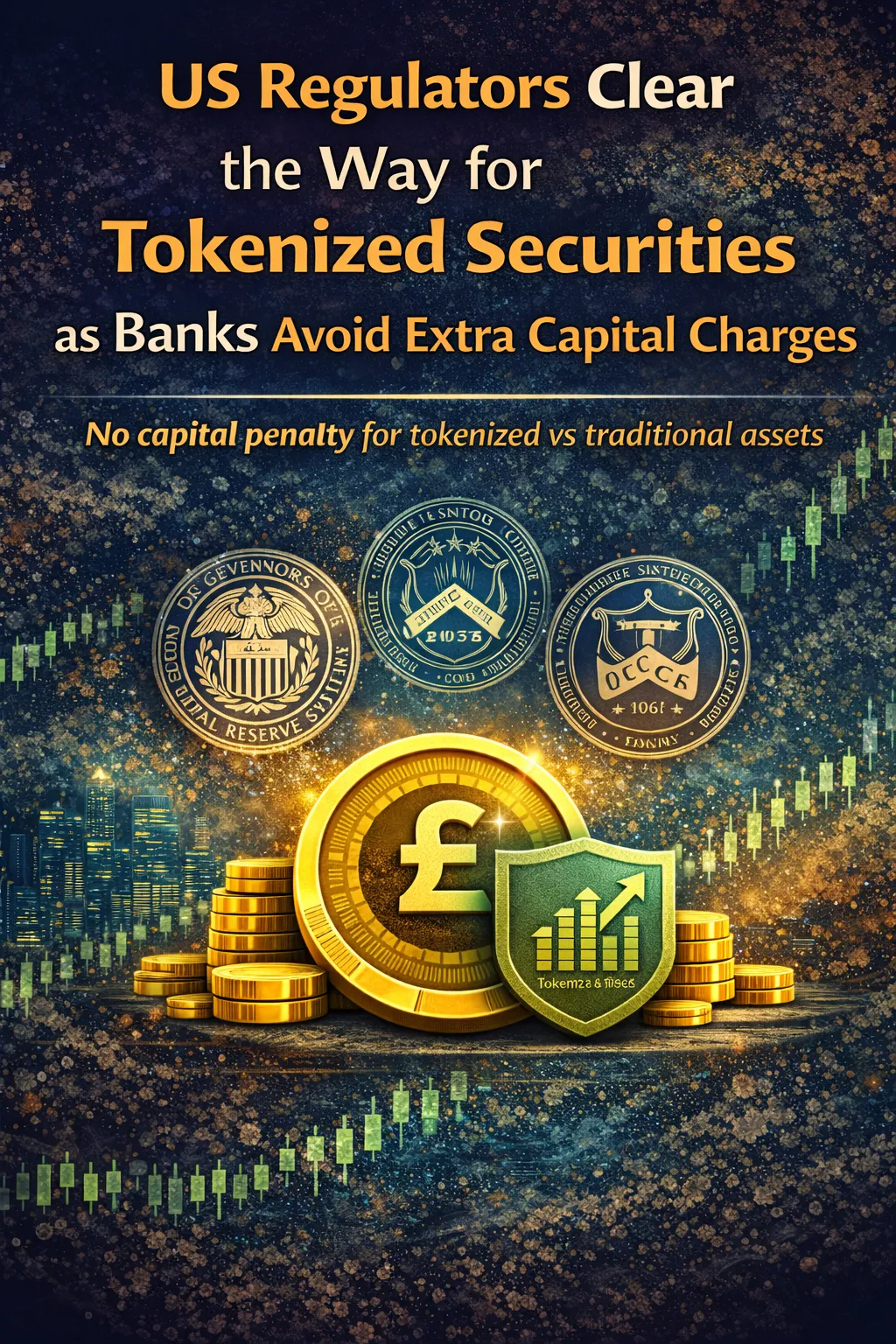 US regulators announce no extra capital charges for banks holding tokenized securities, advancing digital asset framework.