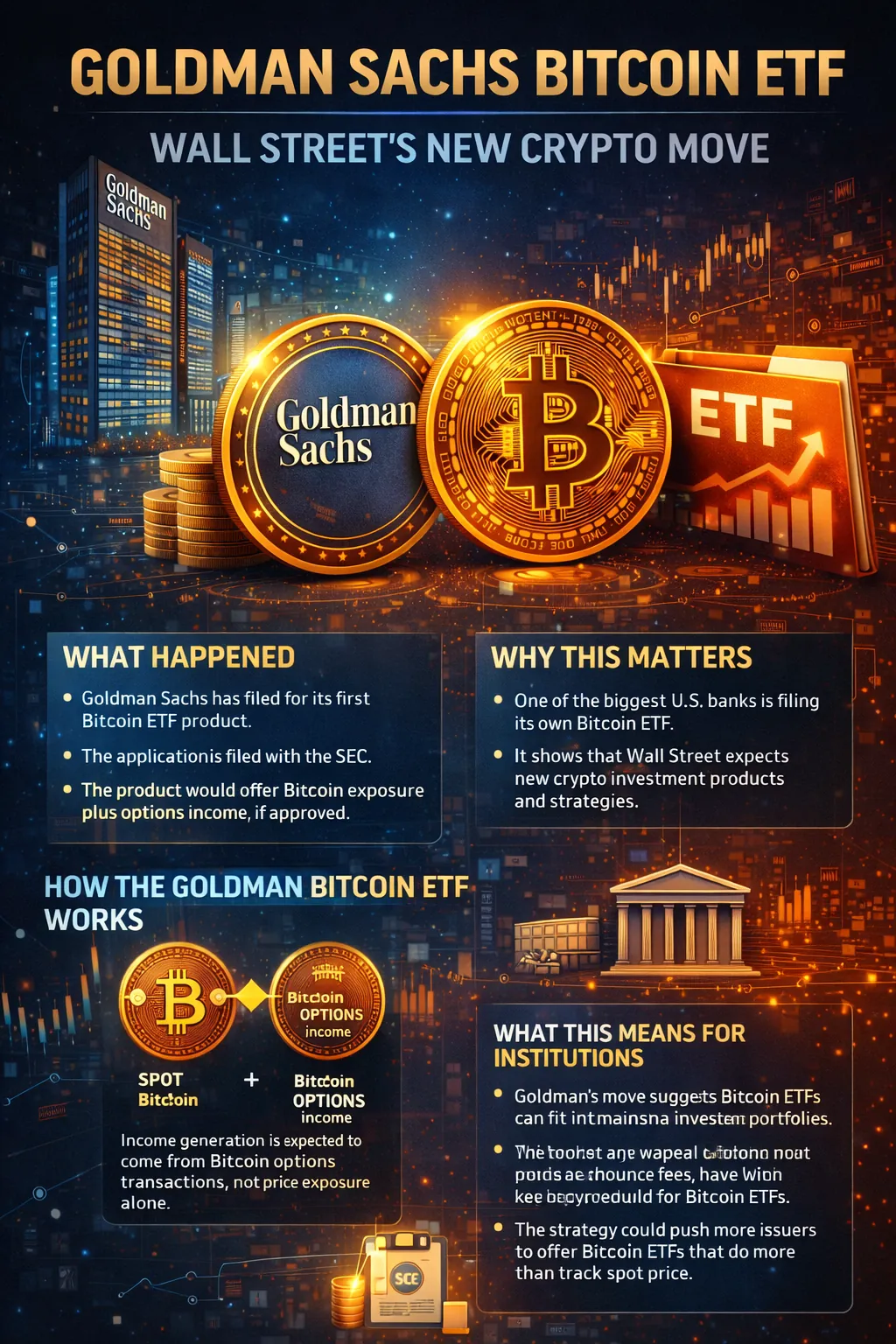 Goldman Sachs files for Bitcoin ETF, marking a significant shift in Wall Street's approach to cryptocurrency investing.
