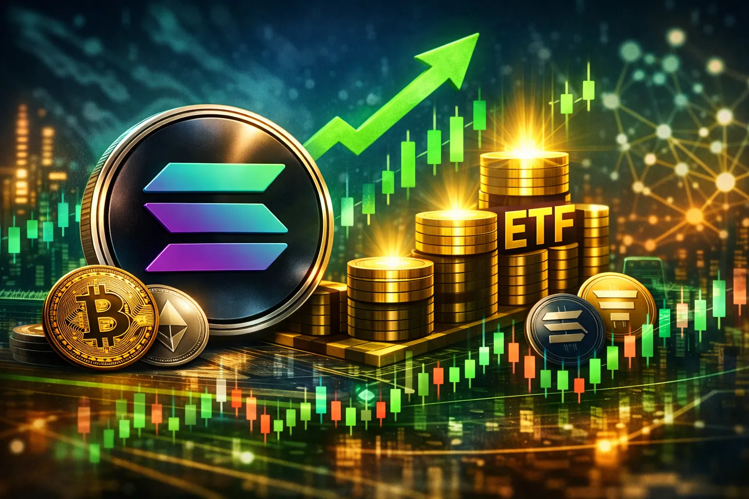 Solana cryptocurrency chart showing recent price rebound and market volatility trends.