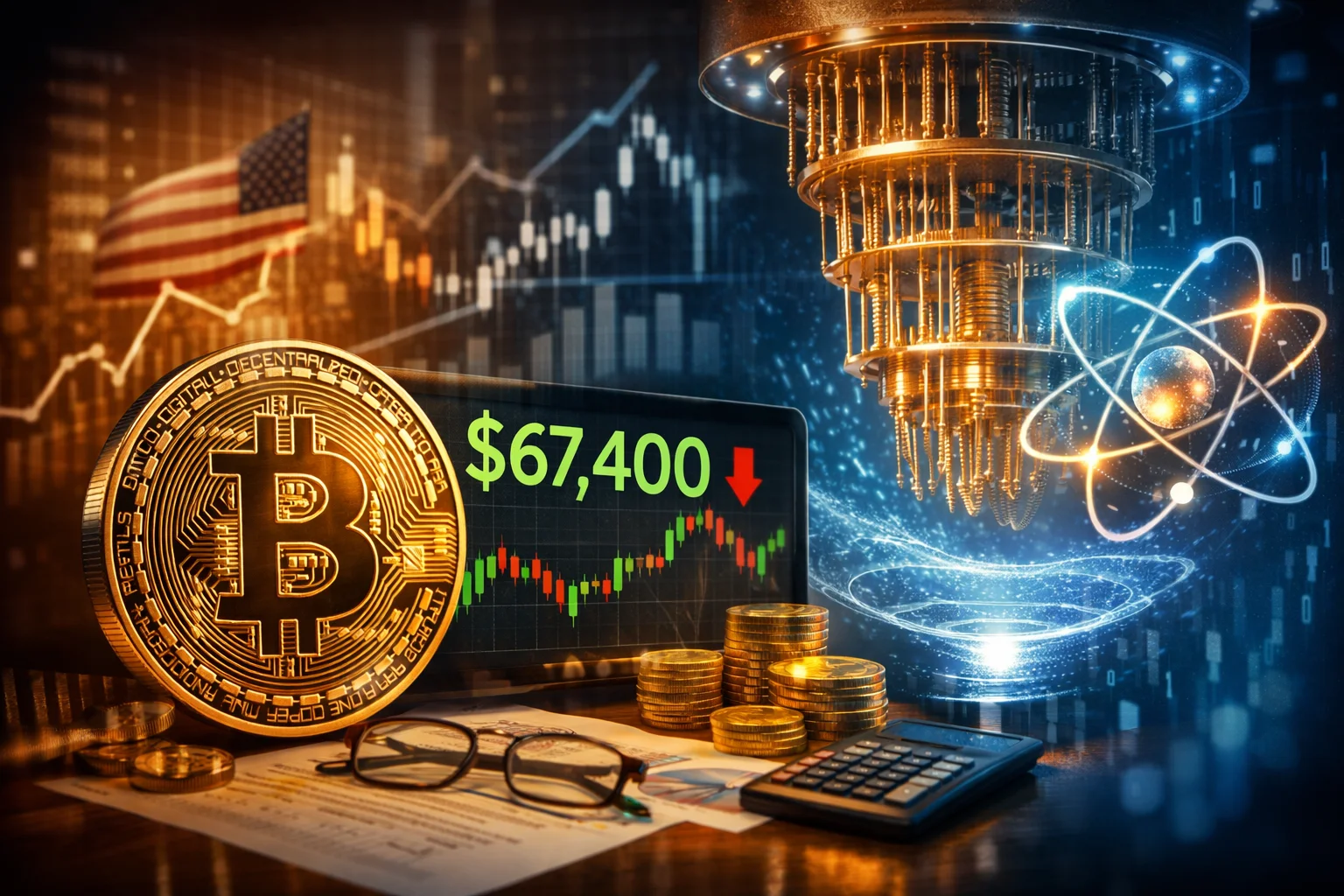 Bitcoin price chart showing trading near $67,400 amid market pressures and ongoing Taproot debate on March 31, 2023.