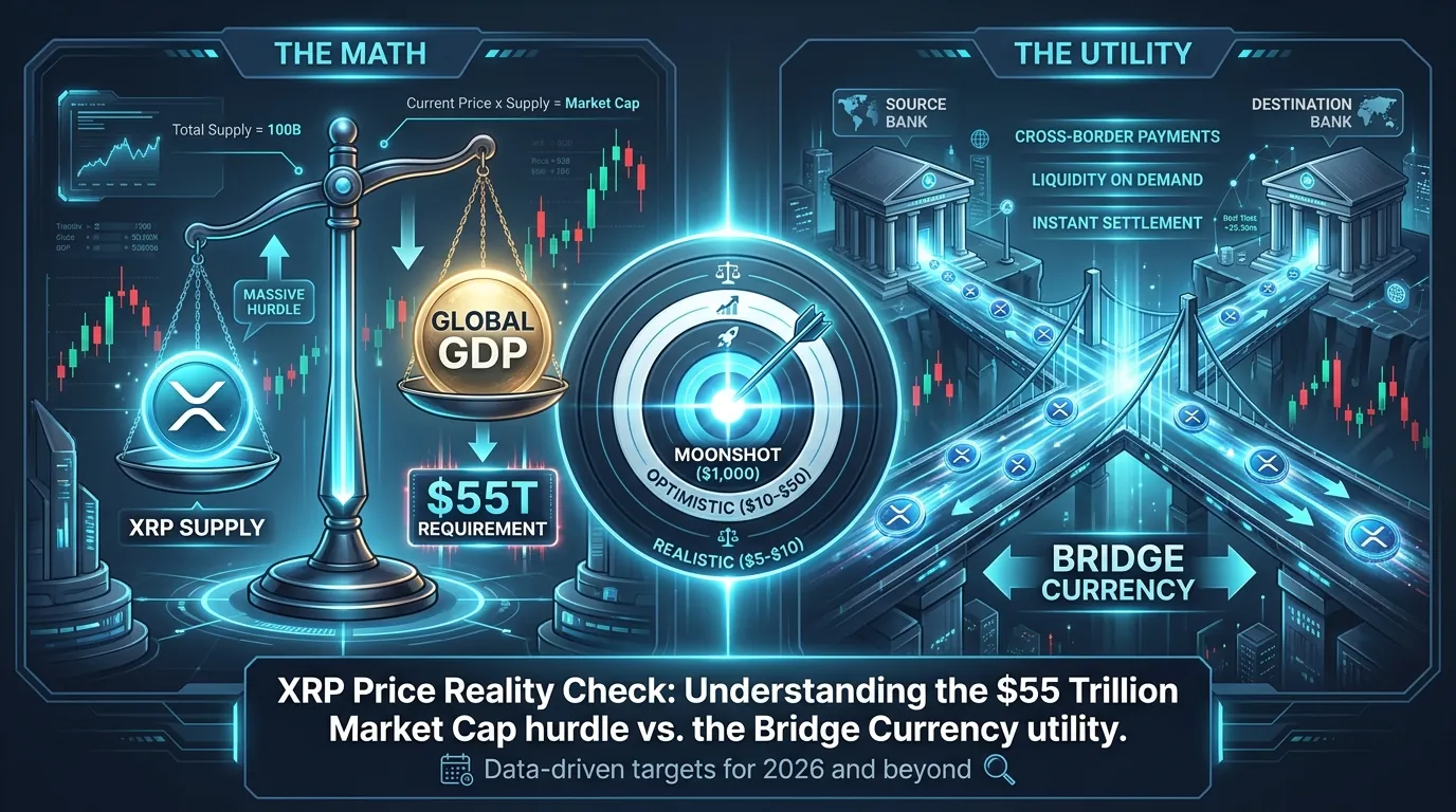 XRP token price analysis, showcasing current valuation and market speculation on reaching $1,000 in April 2026.