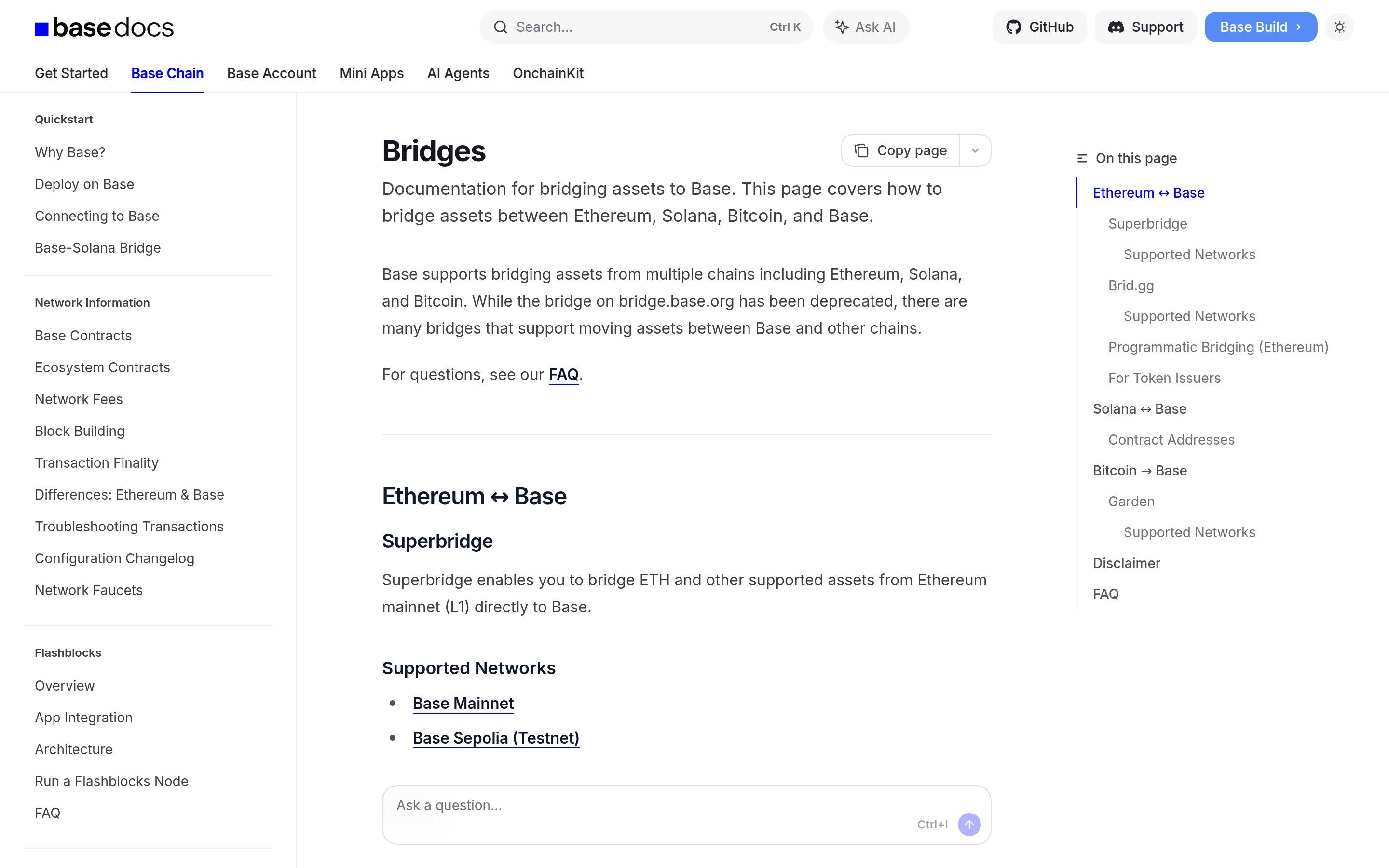Base official bridge interface