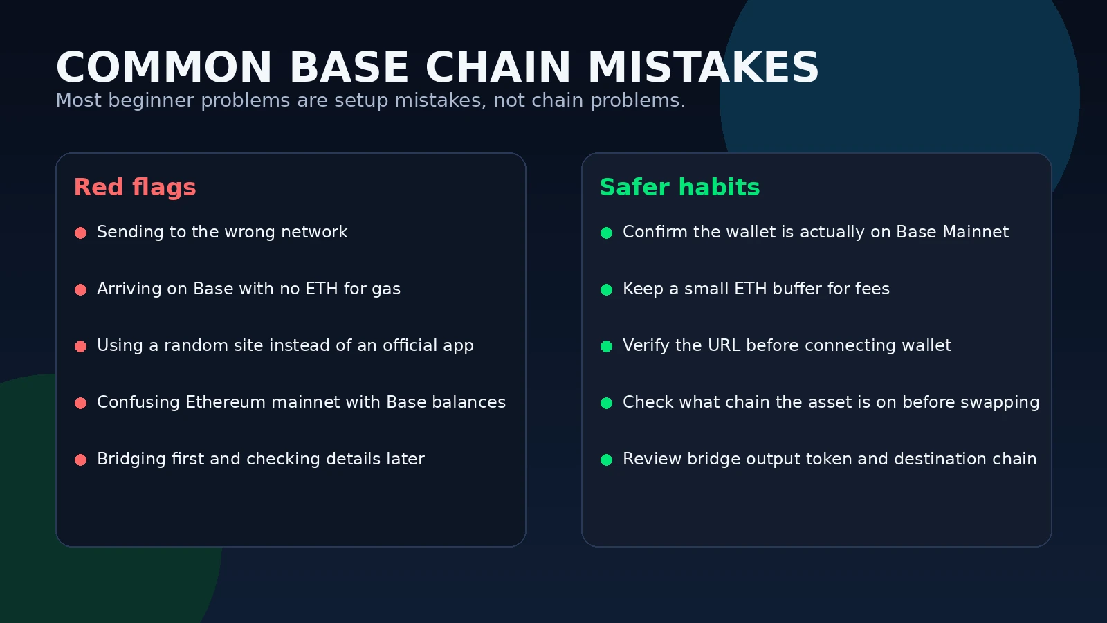 Common Base Chain mistakes and safer habits for beginners