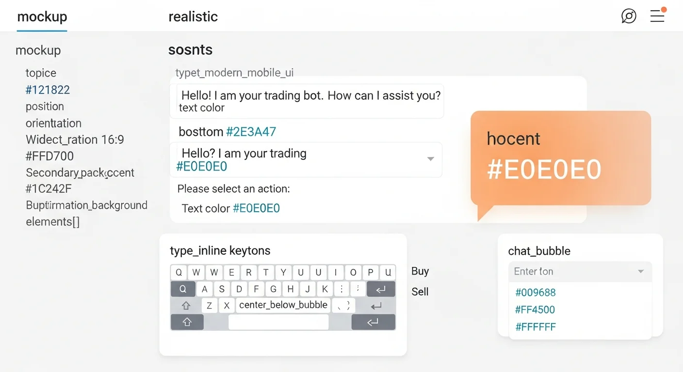 Telegram bot chat interface mockup with buy/sell buttons, slippage settings, contract field, and confirmation