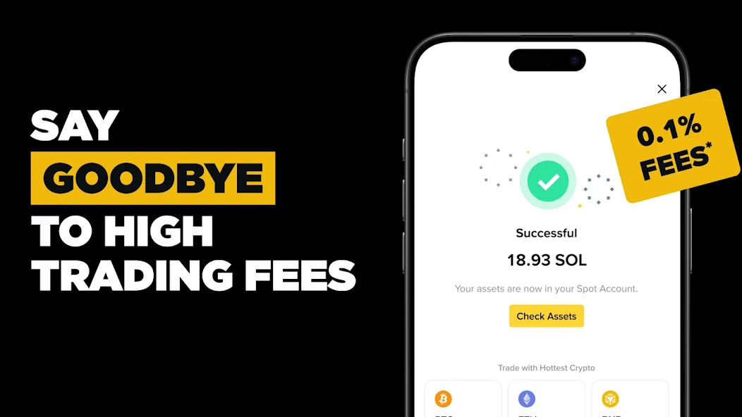 Binance deposit confirmation showing SOL deposit to Spot Account with 0.1% fee badge