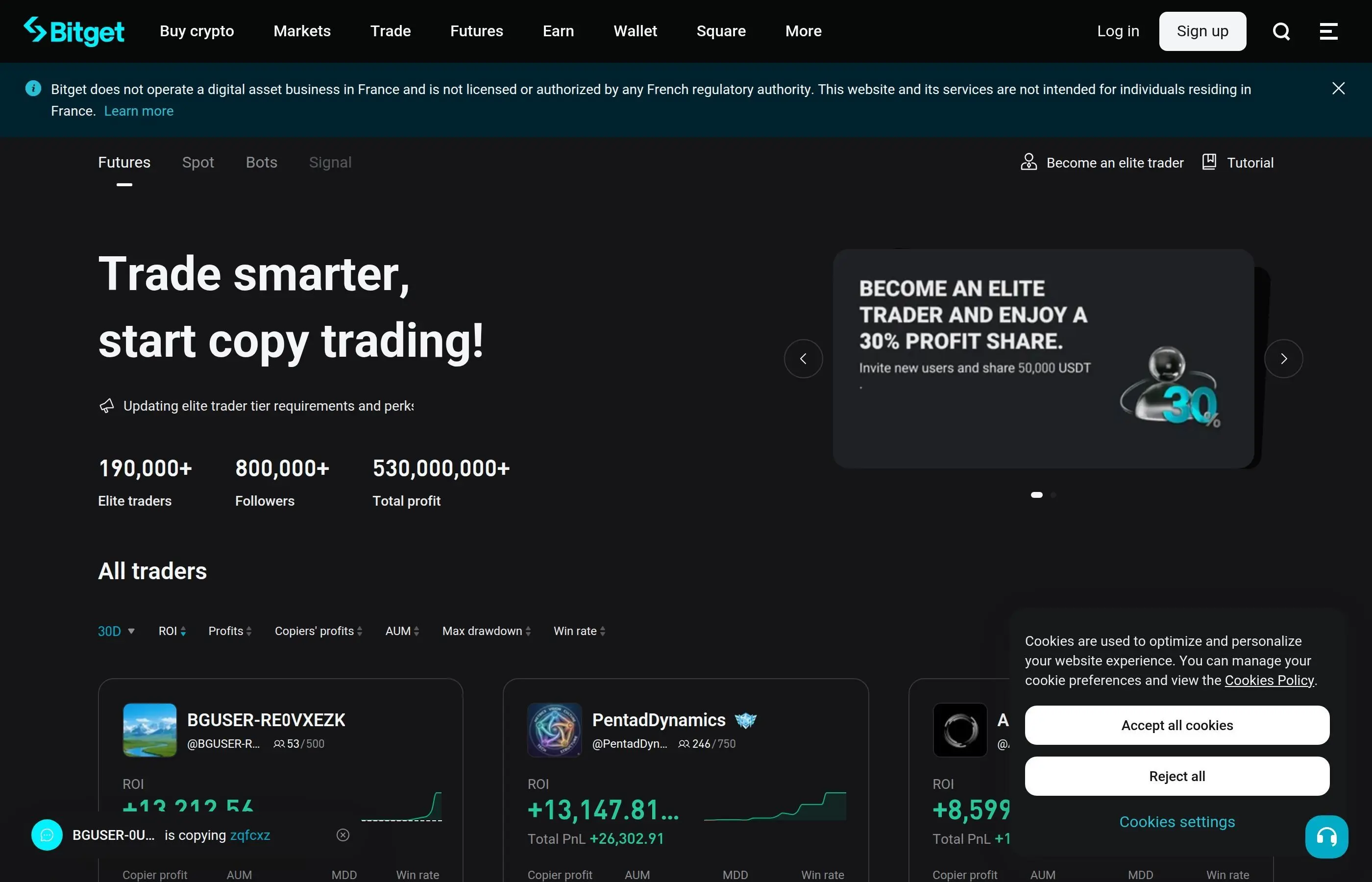 Bitget copy trading platform interface