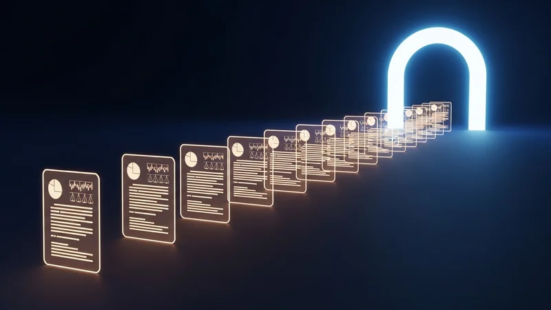 Illustration of a wave of crypto ETF products launching on a US stock exchange in 2026