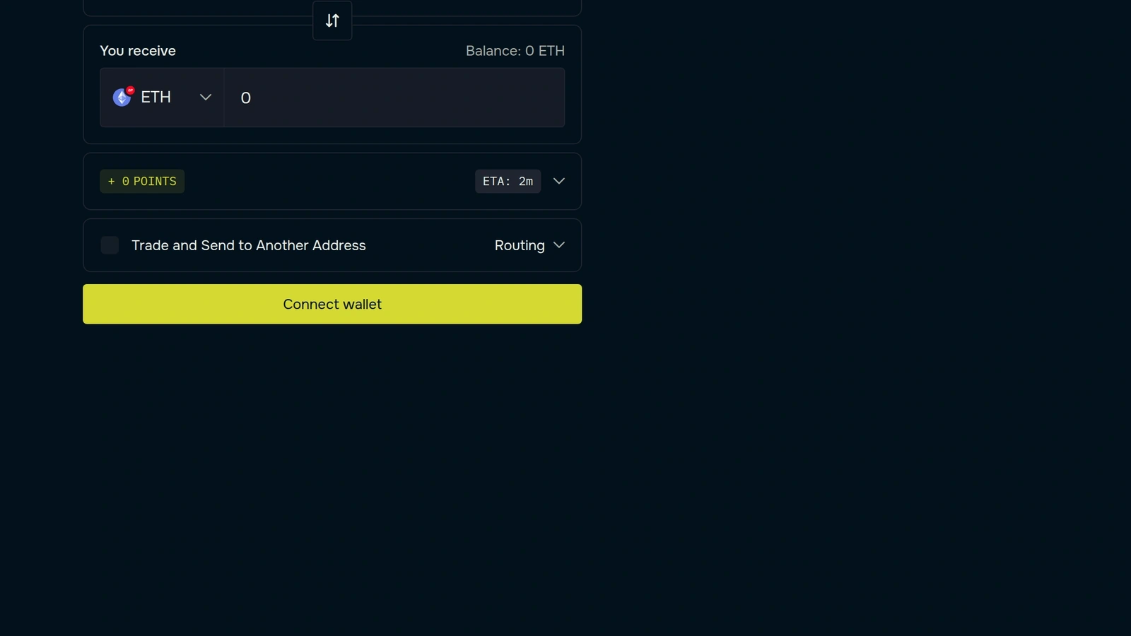 deBridge app screenshot showing a real cross-chain swap and transfer interface with ETA and routing details
