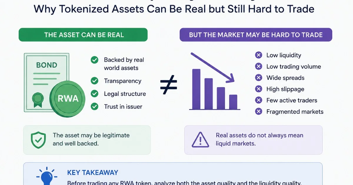 RWA Liquidity Quality: Why Tokenized Assets Can Be Real but Still Hard to Trade