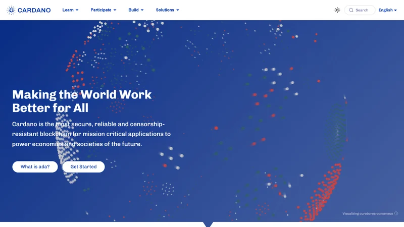 Cardano network homepage and ecosystem