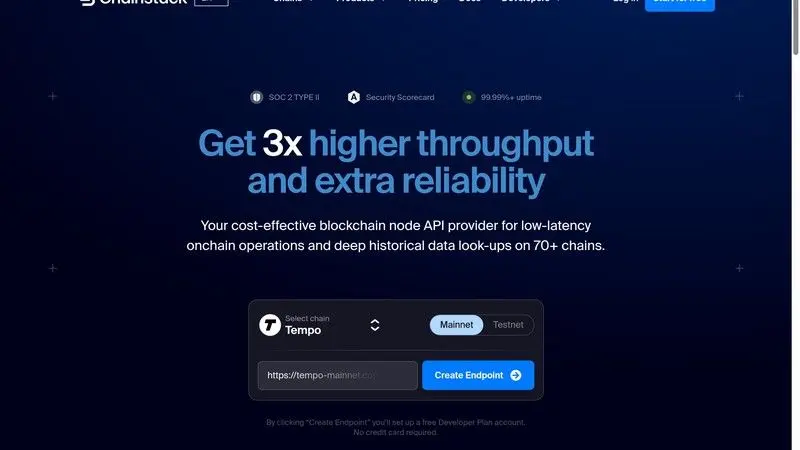 Chainstack screenshot for crypto RPC provider article