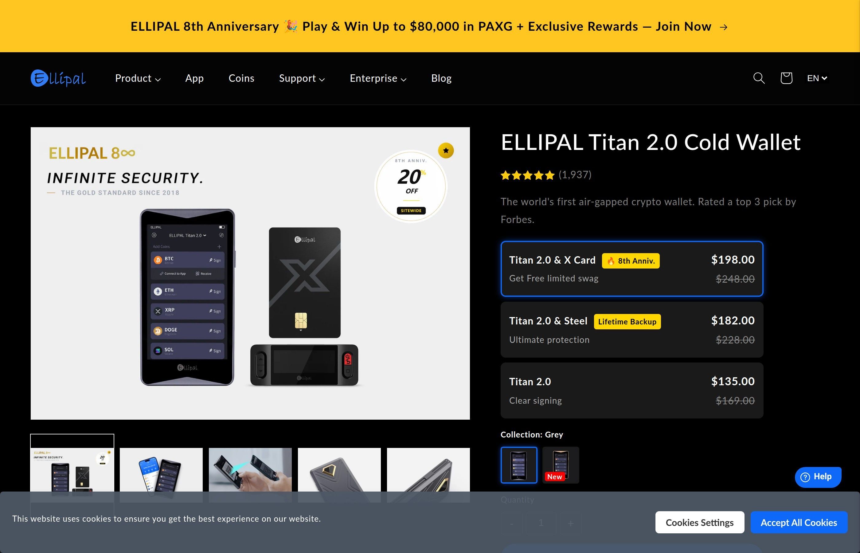 Ellipal Titan air-gapped wallet with anti-tamper metal body