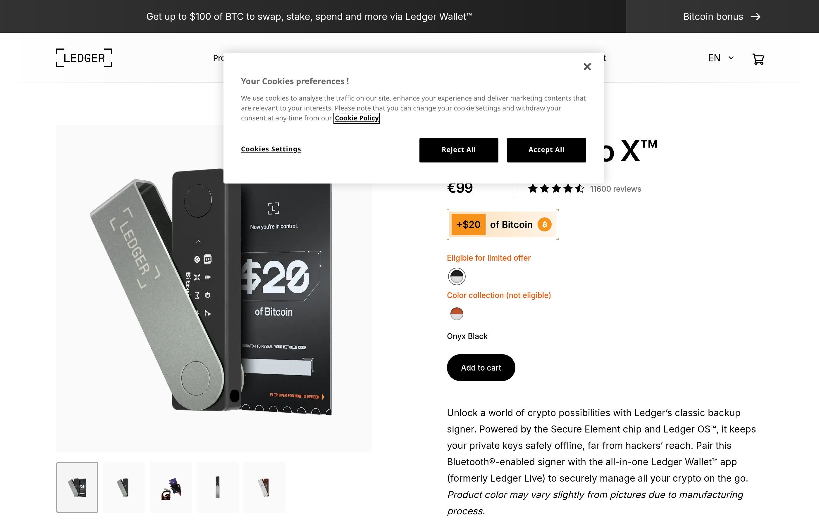 Ledger Nano X hardware wallet - Bluetooth cold storage device