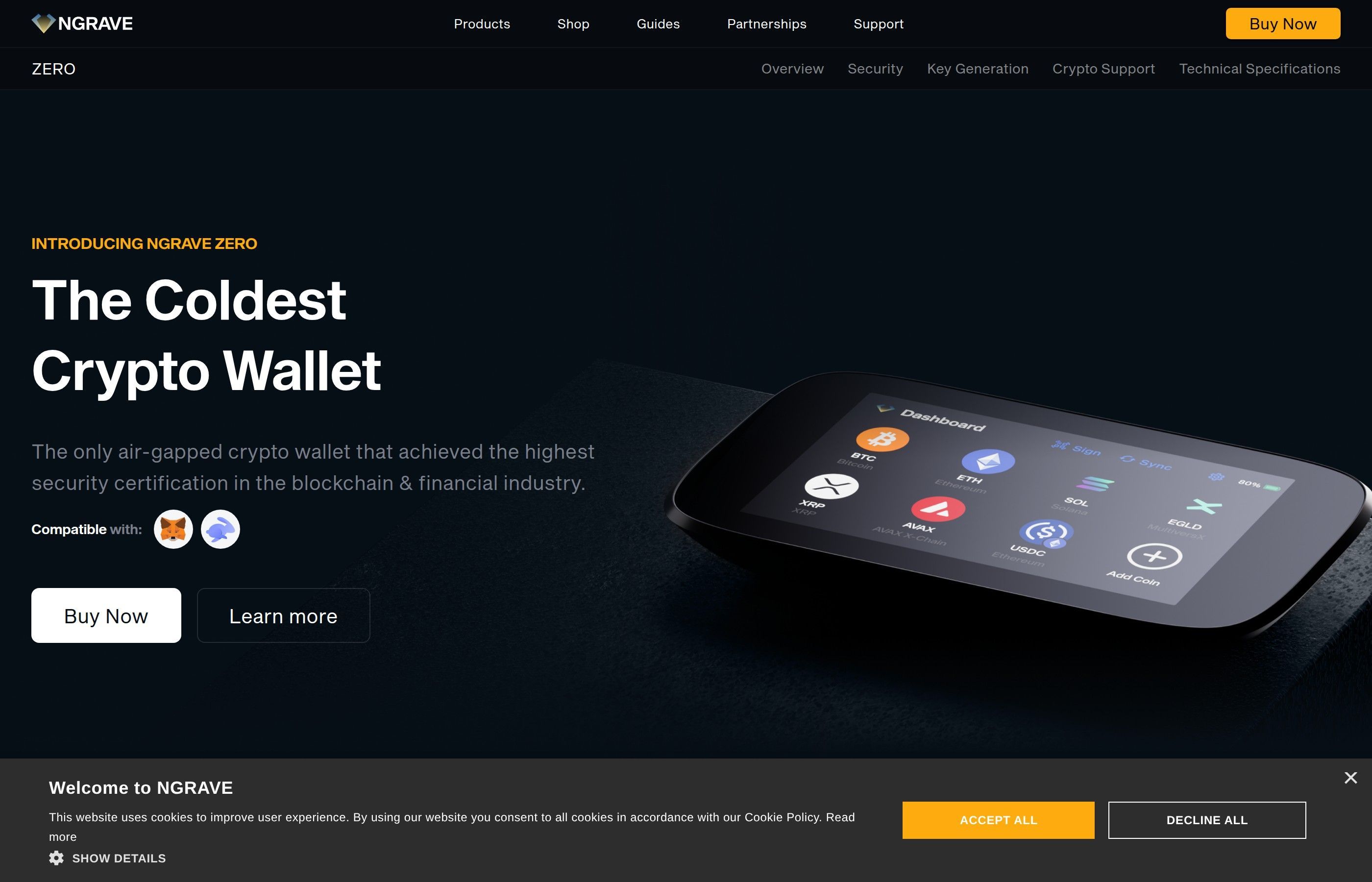 NGRAVE ZERO - EAL7 certified most secure cold storage wallet