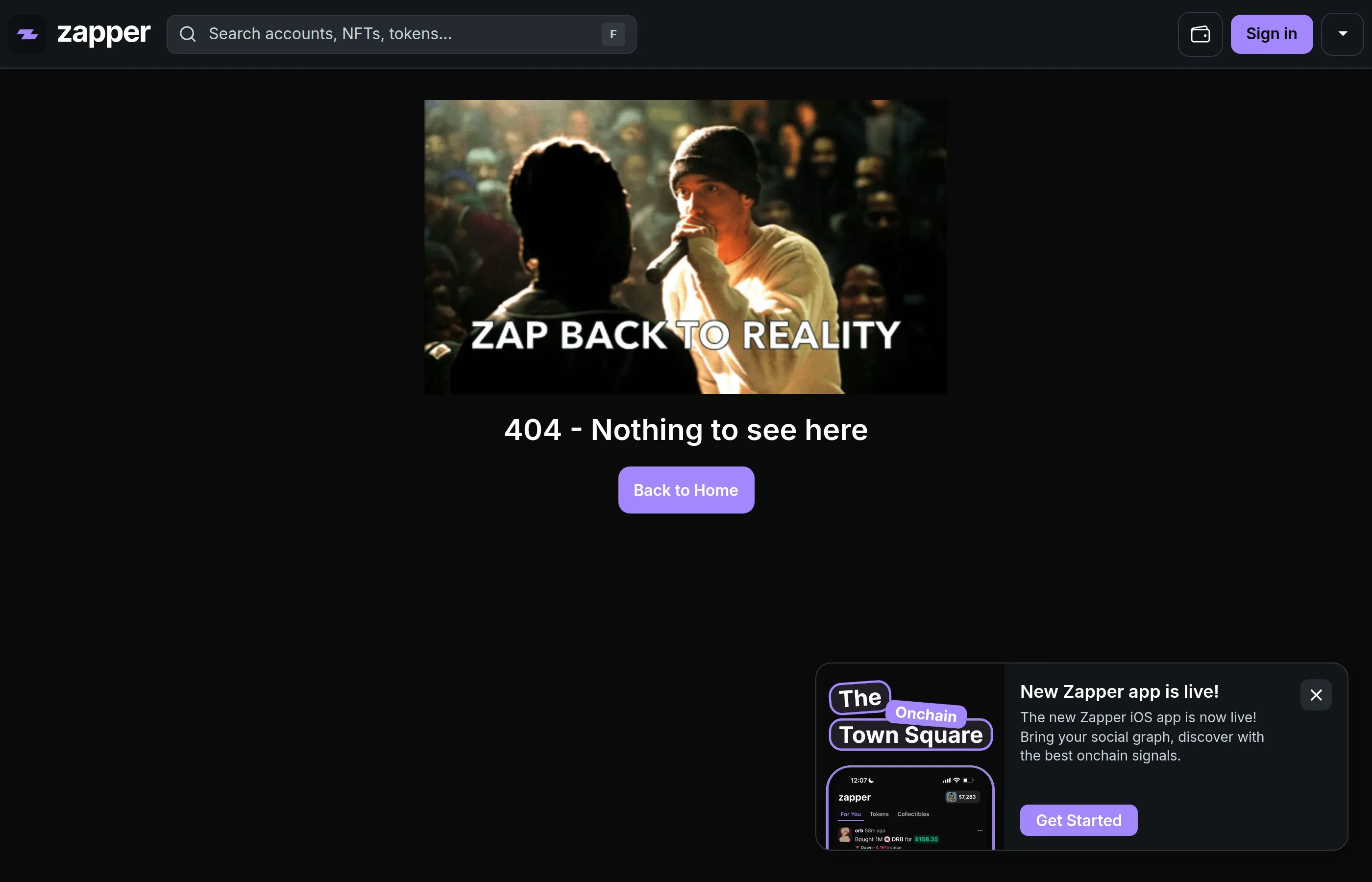 Zapper explore page showing various DeFi dApps for swapping, lending, and earning yield