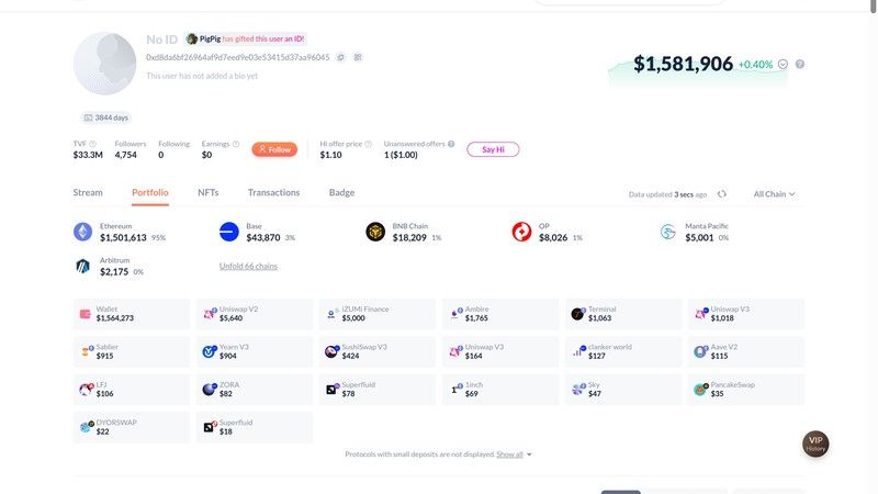 DeBank profile screenshot for wallet tracker article