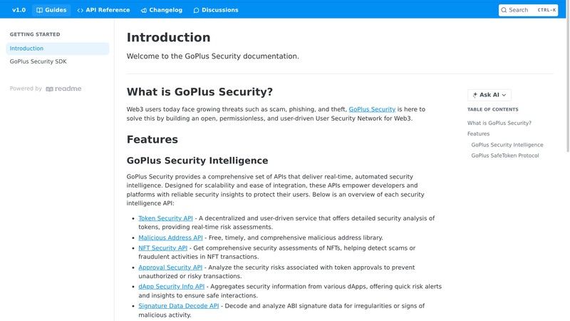 GoPlus docs screenshot for rug pull checker guide