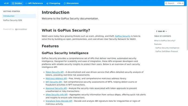 GoPlus docs screenshot for rug pull checker guide