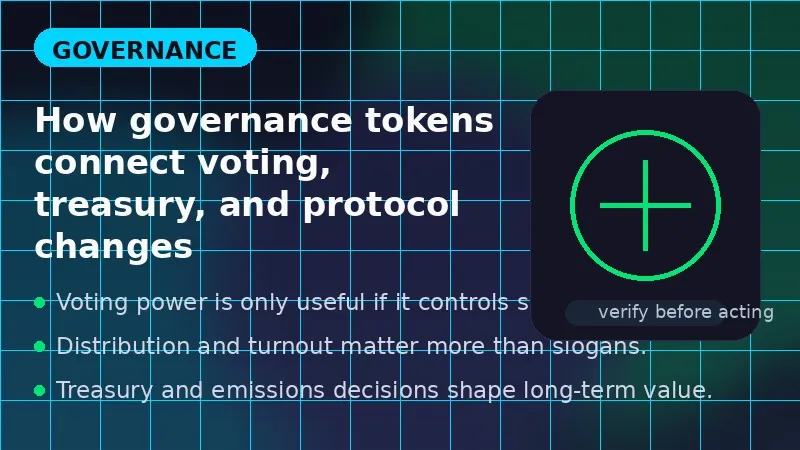 Concept illustration of a governance token guiding treasury, voting, and protocol changes