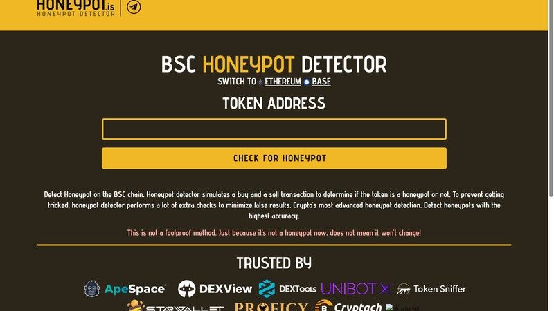 Honeypot.is screenshot for crypto scam detection article