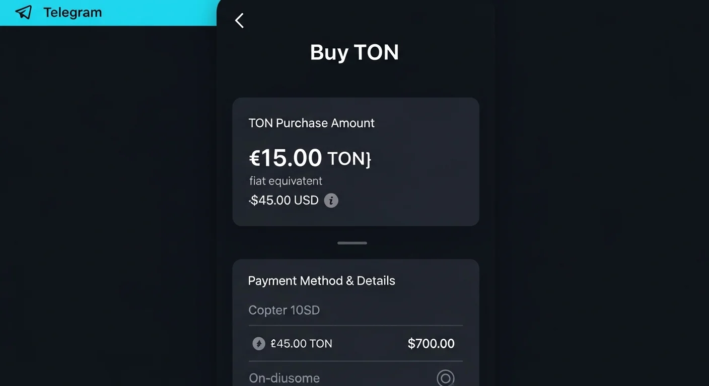 Mockup of an in-Telegram wallet on-ramp screen for buying TON