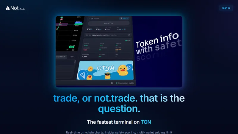 Not.Trade Memescope showing New Pairs column with NEWEST filter and recent TON jetton launches