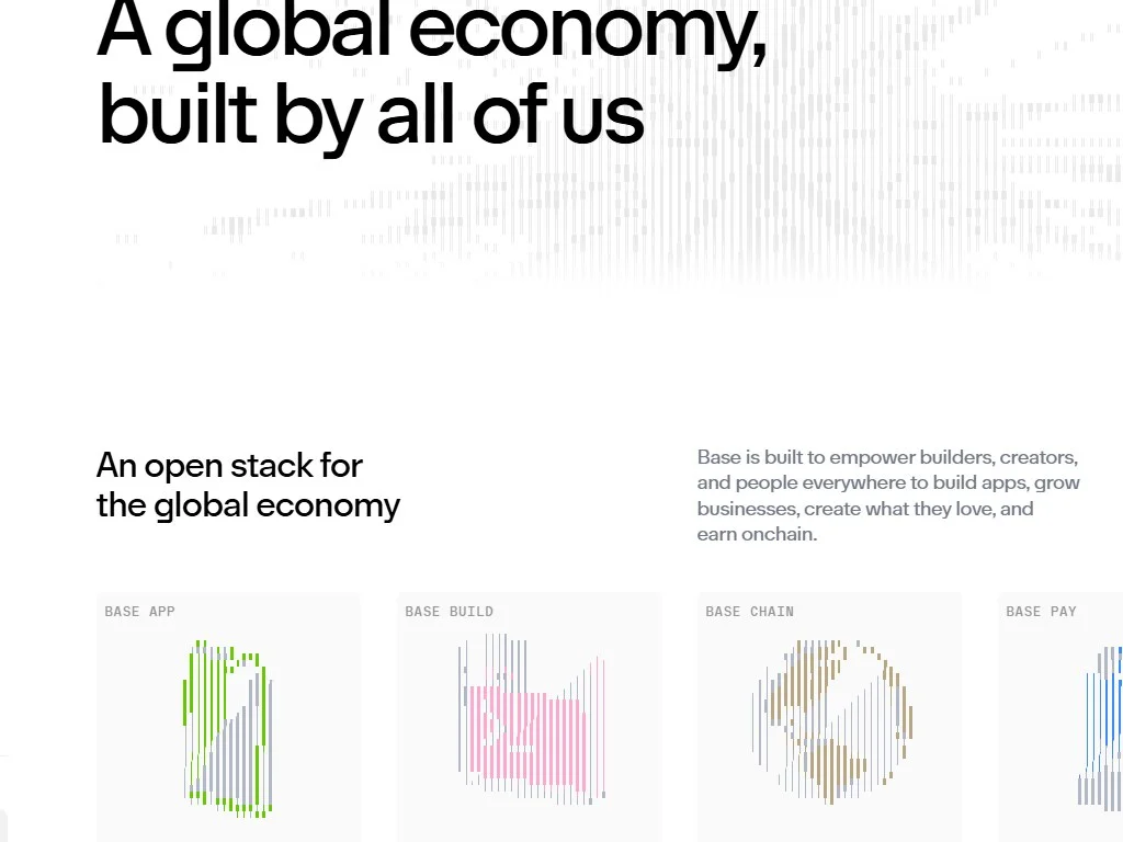 Base chain official homepage showing the Coinbase Layer 2 network built on OP Stack
