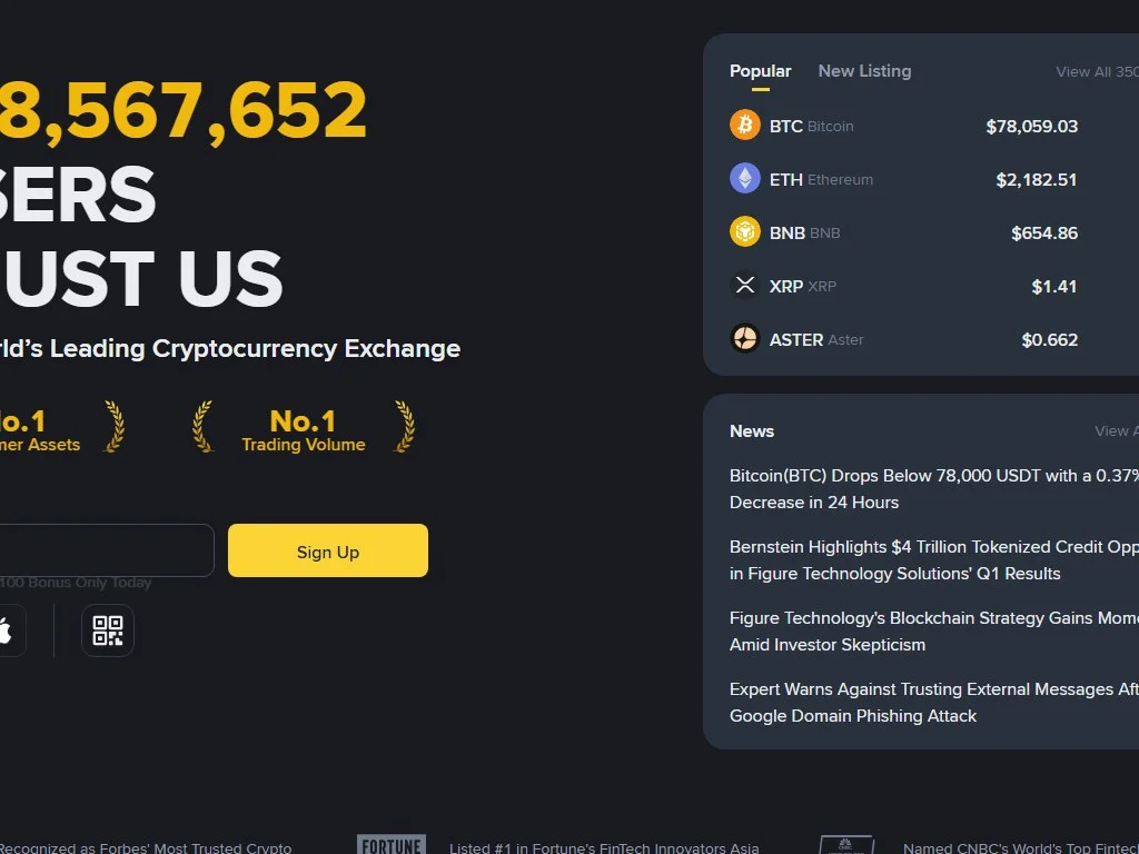 Binance exchange homepage and trading dashboard overview in 2026