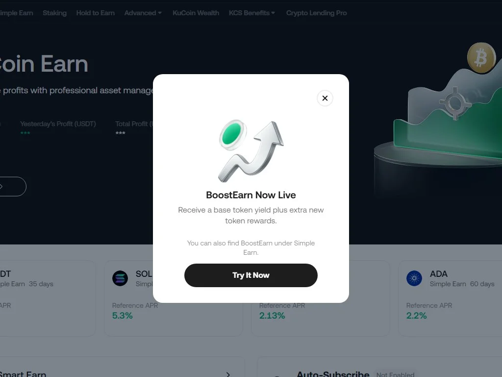 KuCoin trading bot configuration screen showing grid bot parameters including price range, grid count, and investment amount