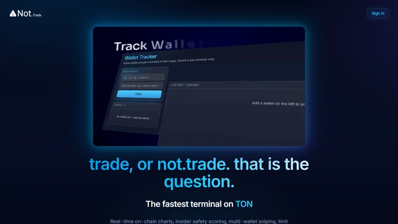 Not.Trade limit order card showing TRIGGER WHEN MCAP REACHES widget with quick triggers from -50% to +100% and a Create buy limit order button on a TON memecoin trade interface