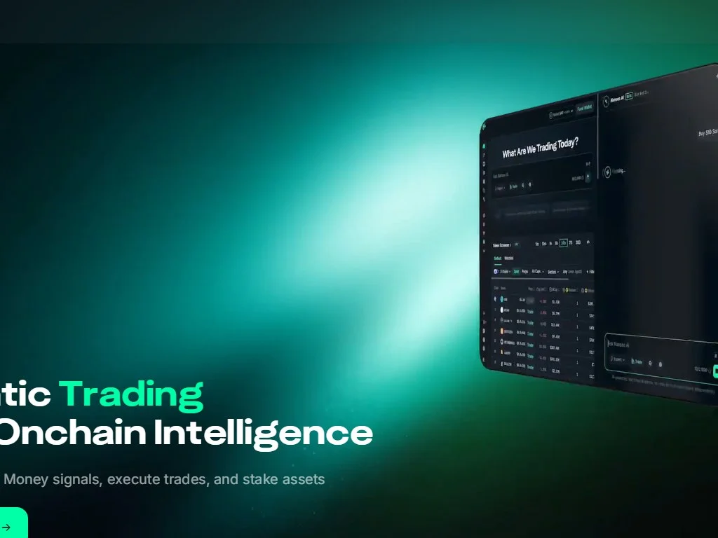 Power-user crypto trader analyzing Nansen Smart Money dashboards and on-chain wallet labels across multiple monitors