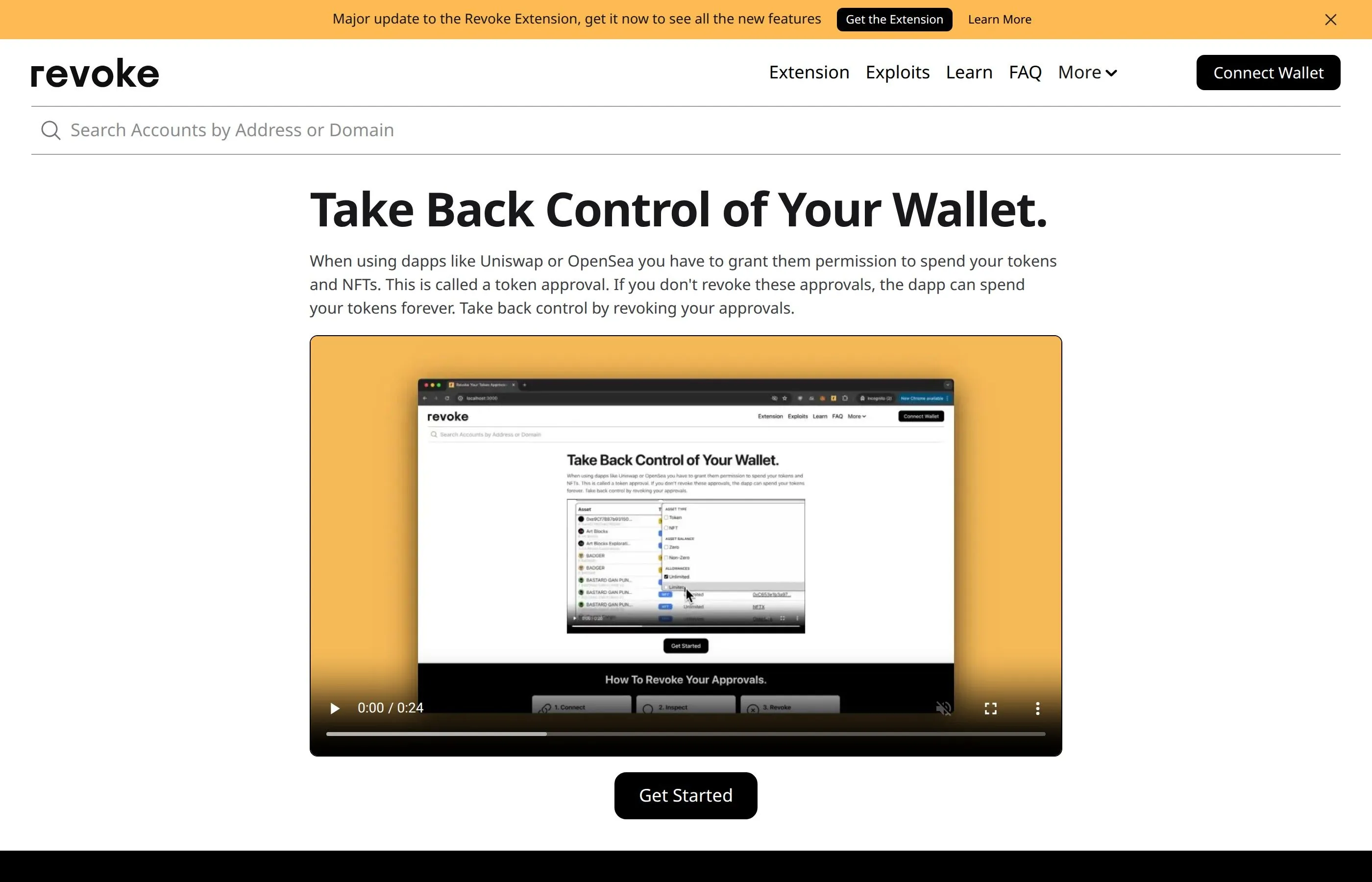 Revoke.cash approval checker interface for detecting and revoking risky token permissions